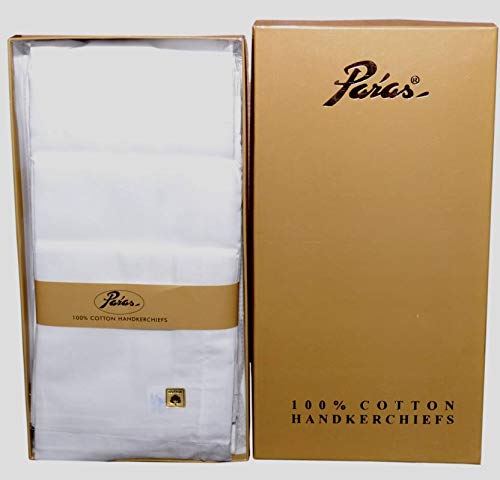 Paras Malmal Premium Cotton Pure White Handkerchief For Men, Casual Style - Pack of 12