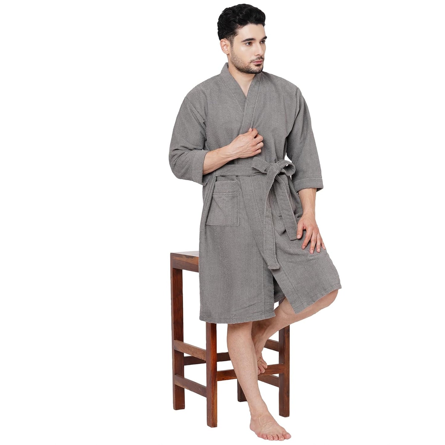 Welspun 100% Cotton Large Bath Robe Cotton 3/4Th Sleeve (Unisex)