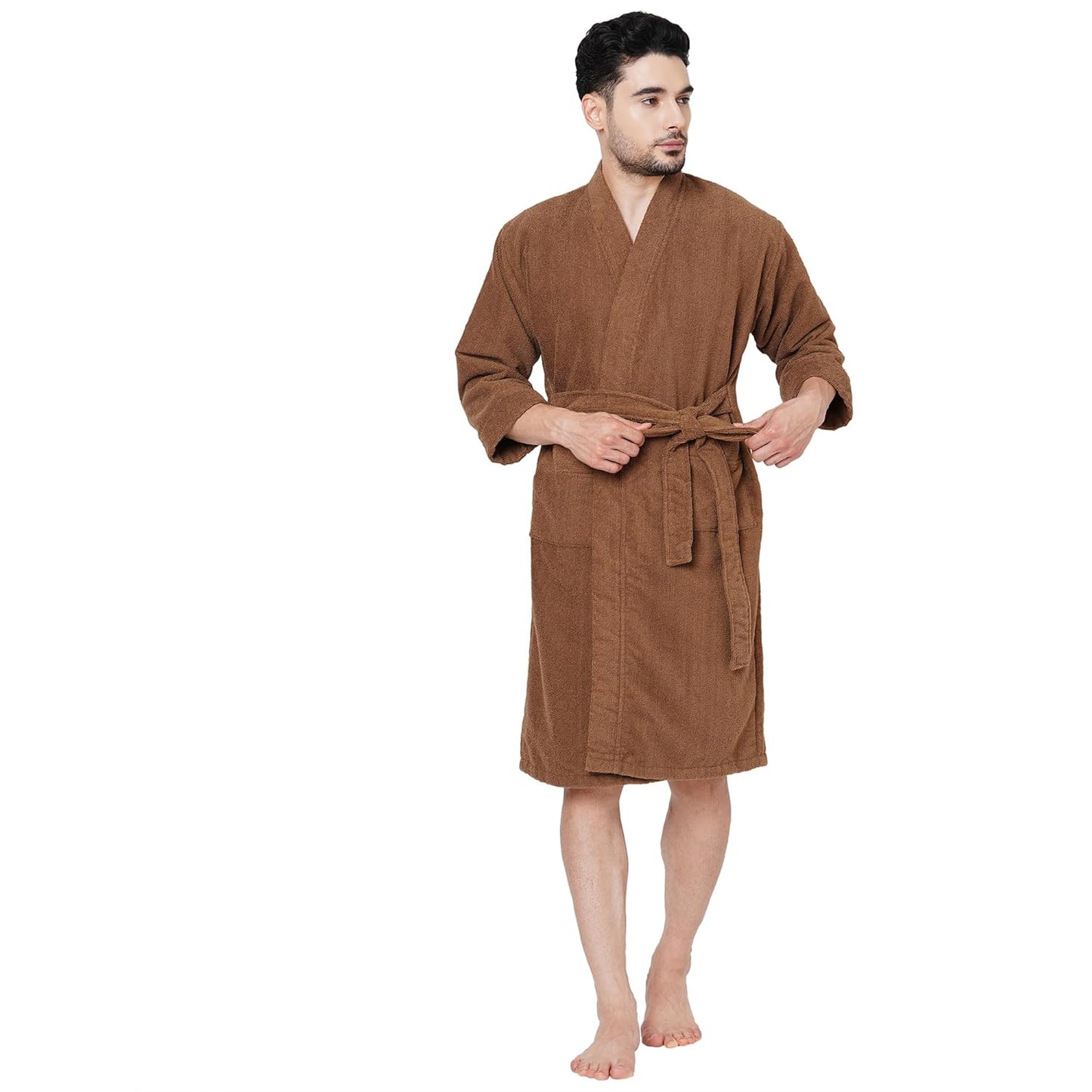 Welspun 100% Cotton Large Bath Robe Cotton 3/4Th Sleeve (Unisex)