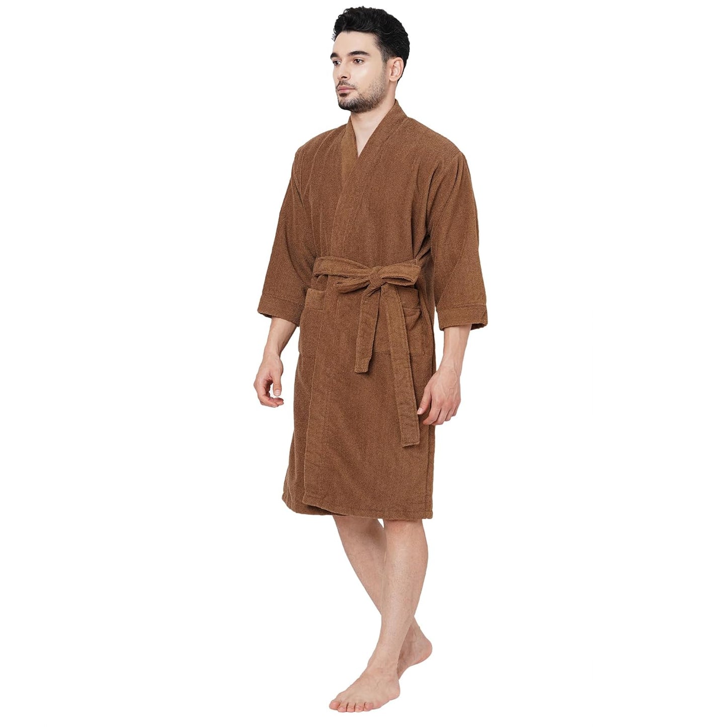 Welspun 100% Cotton Large Bath Robe Cotton 3/4Th Sleeve (Unisex)