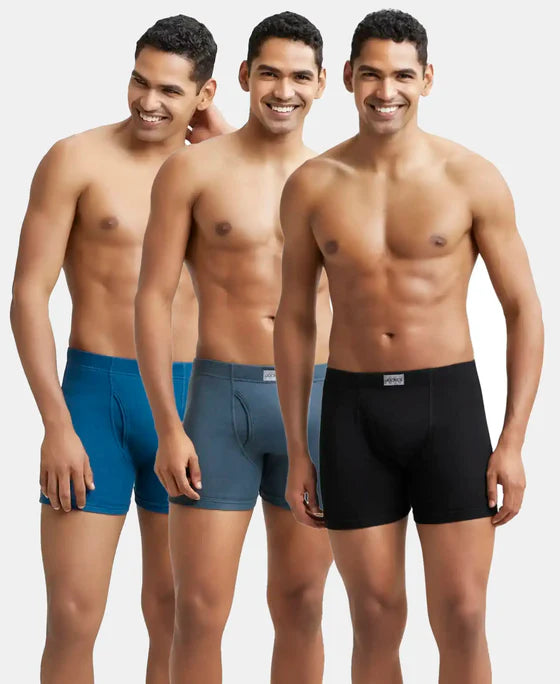 #8008 Jockey Super Combed Cotton Rib Solid Boxer Brief with Ultrasoft Concealed Waistband (Pack of 3)