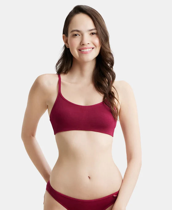 SS12 Jockey Women's Wirefree Non Padded Super Combed Cotton Elastane Stretch Full Coverage Beginners Bra with Adjustable Straps