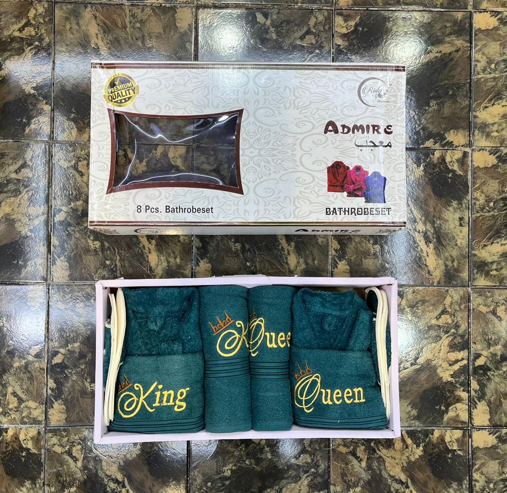 Admire 8-Piece Premium Bathrobe Set – King & Queen Edition