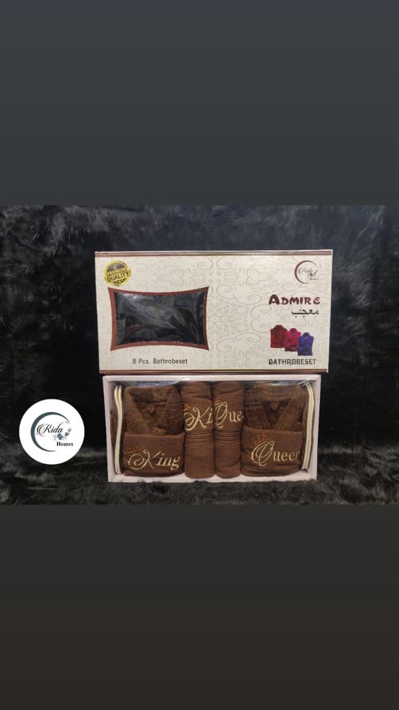Admire 8-Piece Premium Bathrobe Set – King & Queen Edition