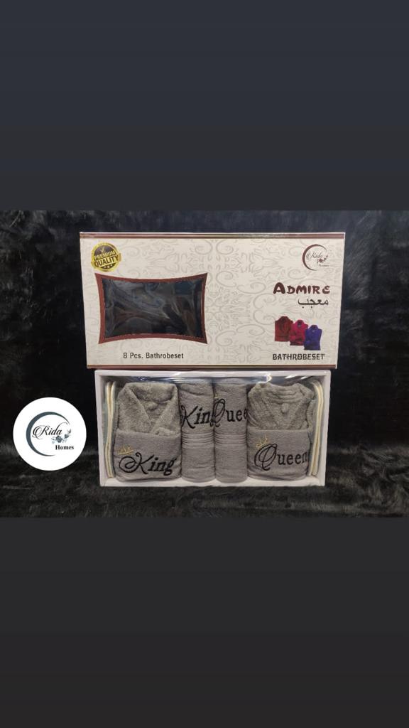 Admire 8-Piece Premium Bathrobe Set – King & Queen Edition