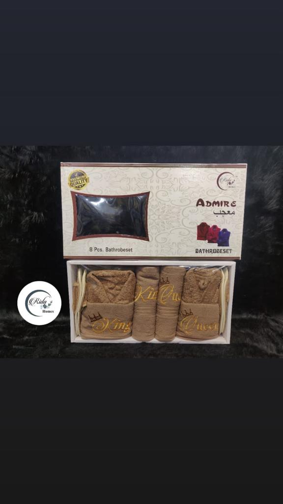 Admire 8-Piece Premium Bathrobe Set – King & Queen Edition