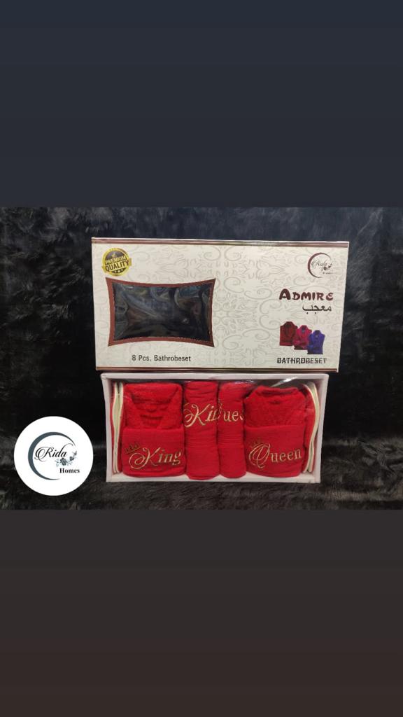 Admire 8-Piece Premium Bathrobe Set – King & Queen Edition
