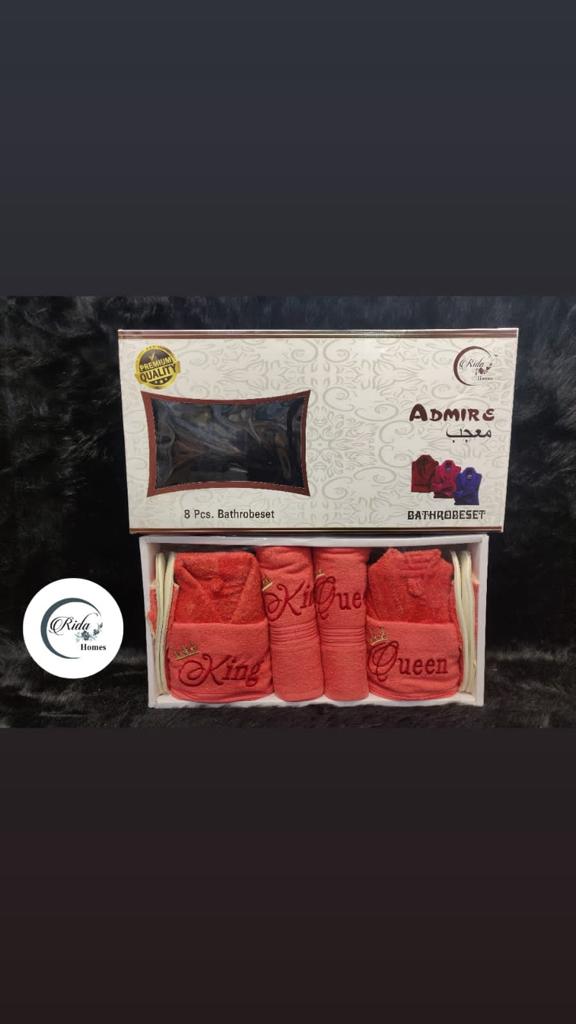 Admire 8-Piece Premium Bathrobe Set – King & Queen Edition