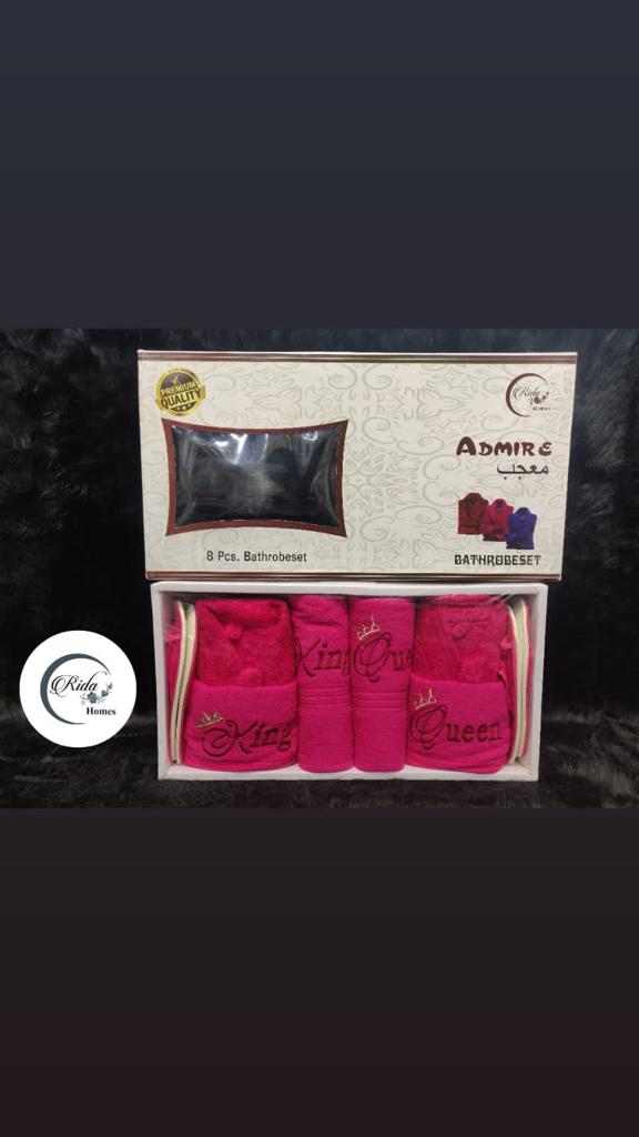 Admire 8-Piece Premium Bathrobe Set – King & Queen Edition