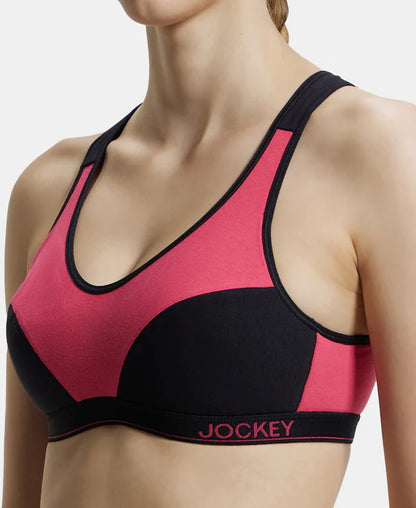 #1378 Jockey Wirefree Padded Super Combed Cotton Elastane Stretch Full Coverage Racer Back Active Bra with Stay Fresh and Moisture Move Treatment