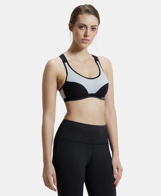 #1378 Jockey Wirefree Padded Super Combed Cotton Elastane Stretch Full Coverage Racer Back Active Bra with Stay Fresh and Moisture Move Treatment