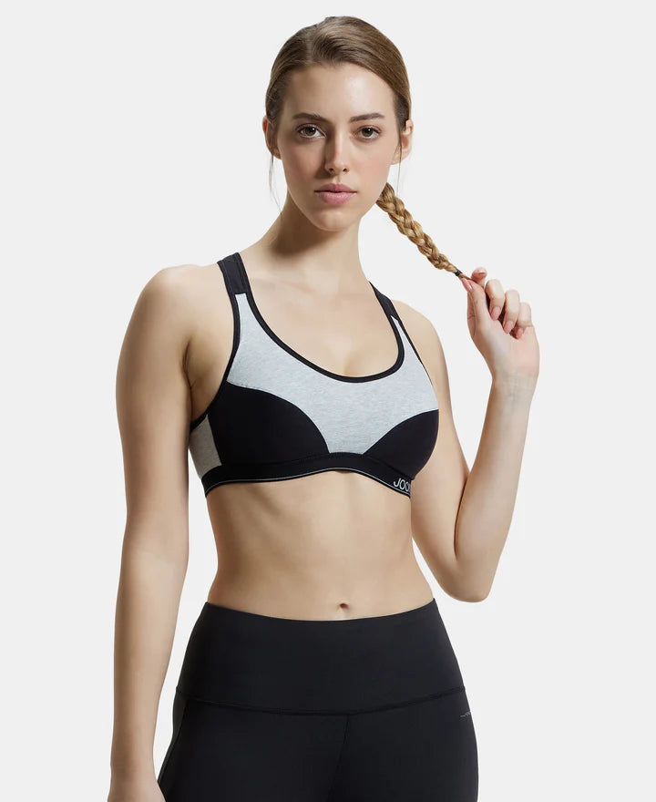 #1378 Jockey Wirefree Padded Super Combed Cotton Elastane Stretch Full Coverage Racer Back Active Bra with Stay Fresh and Moisture Move Treatment