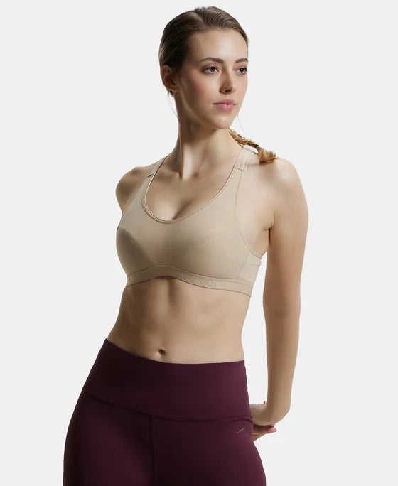 #1378 Jockey Wirefree Padded Super Combed Cotton Elastane Stretch Full Coverage Racer Back Active Bra with Stay Fresh and Moisture Move Treatment