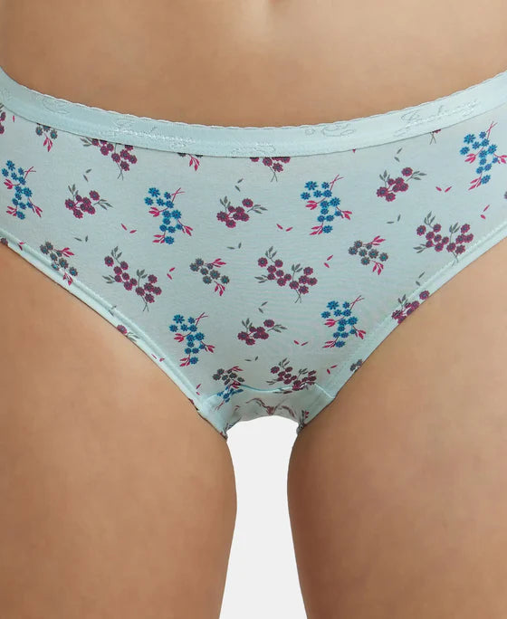 #1523 Jockey High Coverage Super Combed Cotton Mid Waist Hipster with Ultrasoft Exposed Waistband and StayFresh Treatment (Light Print Ass. Pack of 2)