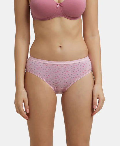 #1523 Jockey High Coverage Super Combed Cotton Mid Waist Hipster with Ultrasoft Exposed Waistband and StayFresh Treatment (Light Print Ass. Pack of 2)