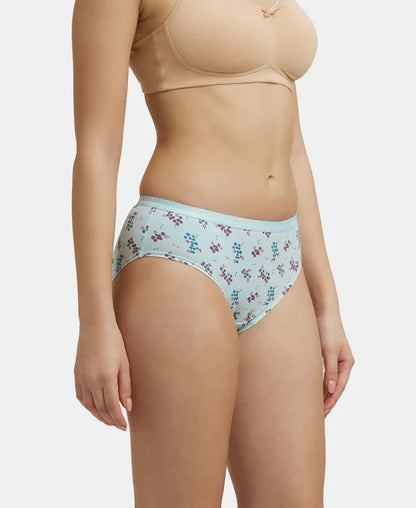 #1523 Jockey High Coverage Super Combed Cotton Mid Waist Hipster with Ultrasoft Exposed Waistband and StayFresh Treatment (Light Print Ass. Pack of 2)