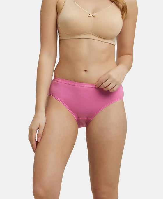 #1523 Jockey High Coverage Super Combed Cotton Mid Waist Hipster with Ultrasoft Exposed Waistband and StayFresh Treatment (Light Ass. Pack of 2)