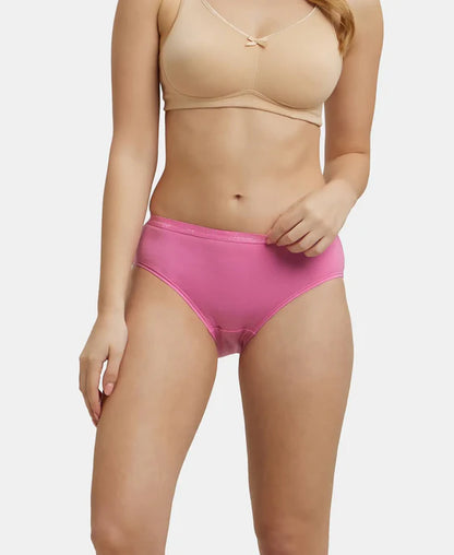 #1523 Jockey High Coverage Super Combed Cotton Mid Waist Hipster with Ultrasoft Exposed Waistband and StayFresh Treatment (Light Ass. Pack of 2)