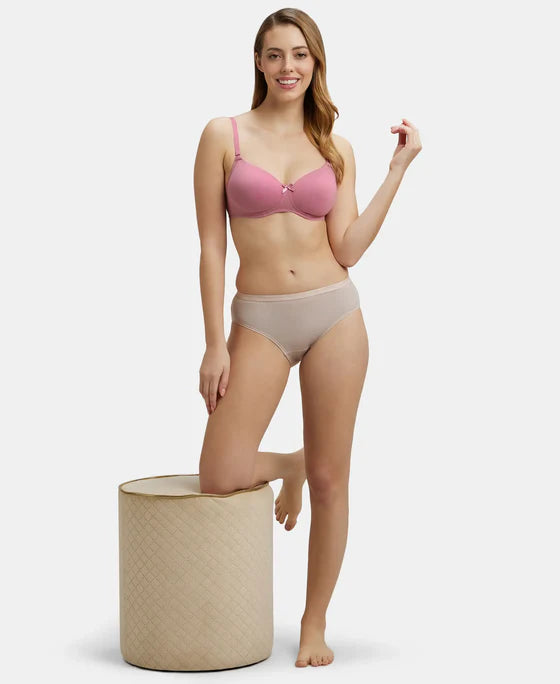 #1523 Jockey High Coverage Super Combed Cotton Mid Waist Hipster with Ultrasoft Exposed Waistband and StayFresh Treatment (Light Ass. Pack of 2)