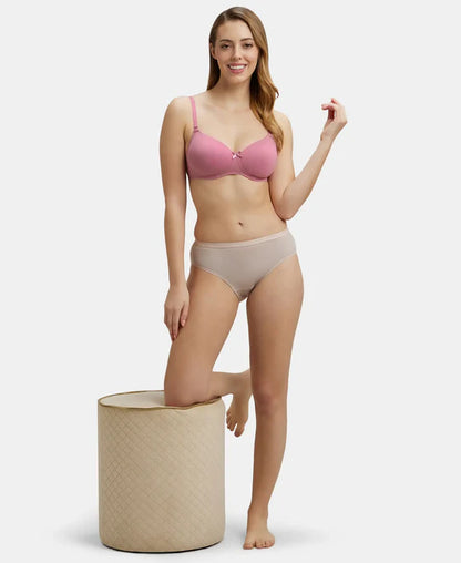 #1523 Jockey High Coverage Super Combed Cotton Mid Waist Hipster with Ultrasoft Exposed Waistband and StayFresh Treatment (Light Ass. Pack of 2)