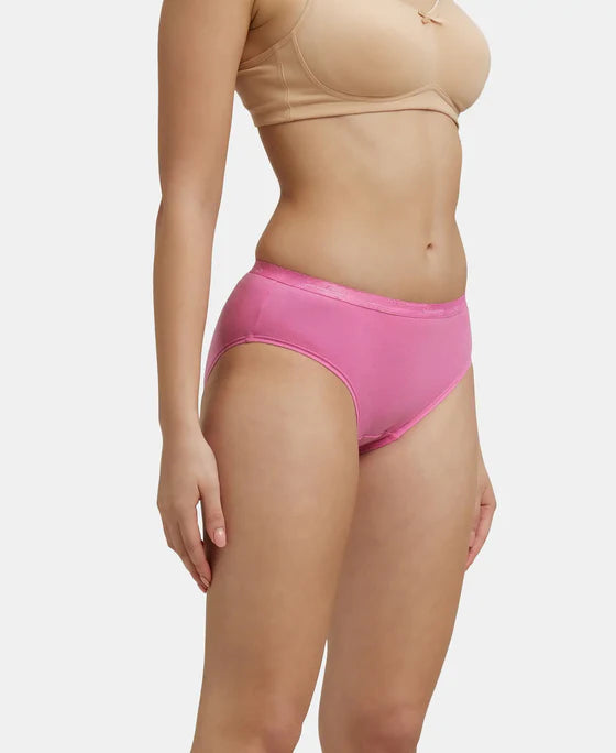 #1523 Jockey High Coverage Super Combed Cotton Mid Waist Hipster with Ultrasoft Exposed Waistband and StayFresh Treatment (Light Ass. Pack of 2)
