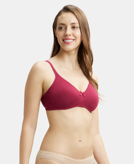 #1722 Jockey Wirefree Non Padded Super Combed Cotton Elastane Stretch Medium Coverage Everyday Bra with Concealed Shaper Panel