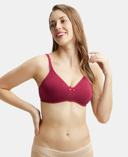 #1722 Jockey Wirefree Non Padded Super Combed Cotton Elastane Stretch Medium Coverage Everyday Bra with Concealed Shaper Panel
