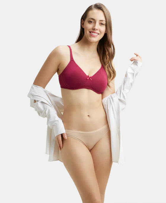 #1722 Jockey Wirefree Non Padded Super Combed Cotton Elastane Stretch Medium Coverage Everyday Bra with Concealed Shaper Panel