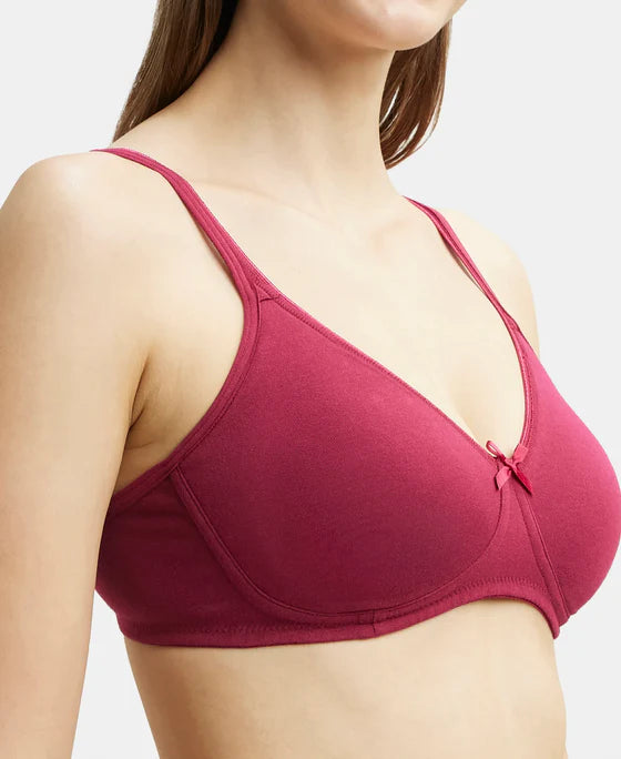 #1722 Jockey Wirefree Non Padded Super Combed Cotton Elastane Stretch Medium Coverage Everyday Bra with Concealed Shaper Panel
