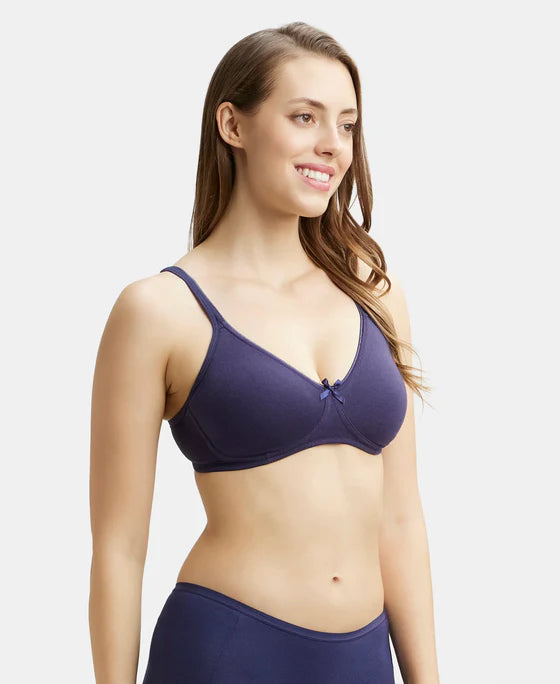 #1722 Jockey Wirefree Non Padded Super Combed Cotton Elastane Stretch Medium Coverage Everyday Bra with Concealed Shaper Panel