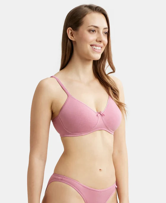#1722 Jockey Wirefree Non Padded Super Combed Cotton Elastane Stretch Medium Coverage Everyday Bra with Concealed Shaper Panel