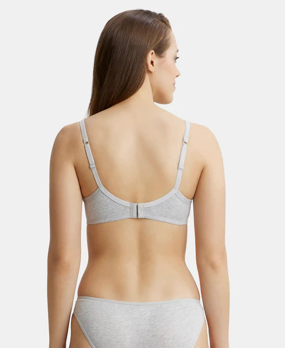 #1723 Jockey Women's Wirefree Padded Super Combed Cotton Elastane Stretch Medium Coverage With Lace Styling T-Shirt Bra