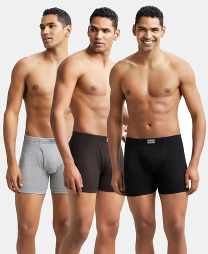 #8008 Jockey Super Combed Cotton Rib Solid Boxer Brief with Ultrasoft Concealed Waistband (Pack of 3)