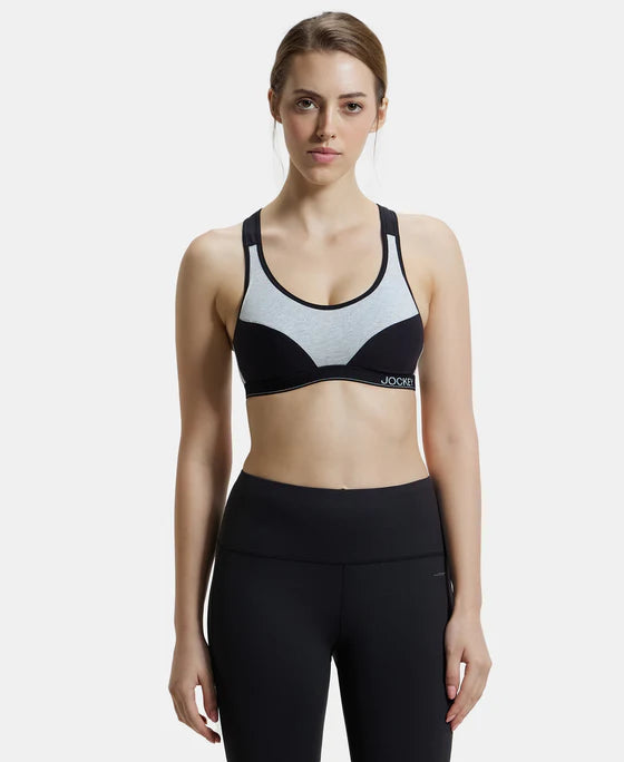 #1378 Jockey Wirefree Padded Super Combed Cotton Elastane Stretch Full Coverage Racer Back Active Bra with Stay Fresh and Moisture Move Treatment
