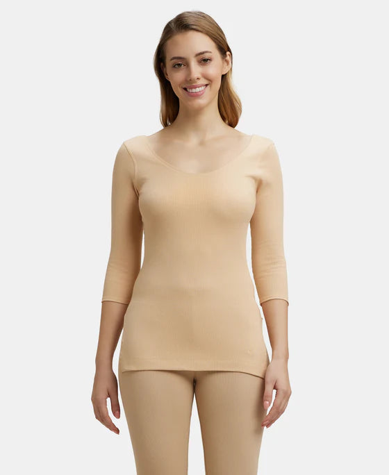 #2503 Jockey Super Combed Cotton Rich Three Quarter Sleeve Thermal Top with StayWarm Technology