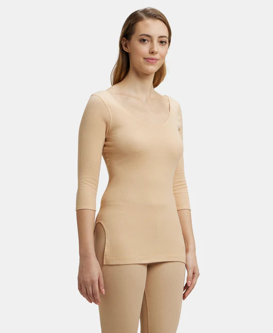 #2503 Jockey Super Combed Cotton Rich Three Quarter Sleeve Thermal Top with StayWarm Technology