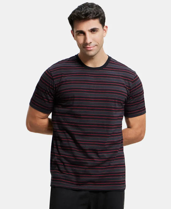 #2715 Jockey Men's Super Combed Cotton Rich Striped Round Neck Half Sleeve T-Shirt
