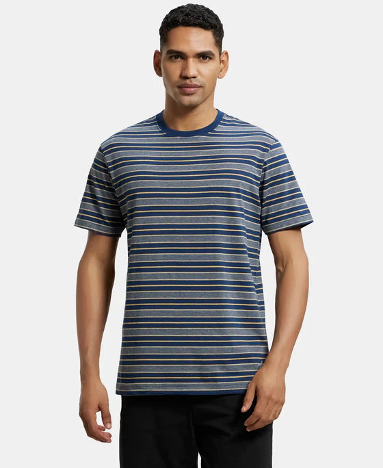 #2715 Jockey Men's Super Combed Cotton Rich Striped Round Neck Half Sleeve T-Shirt