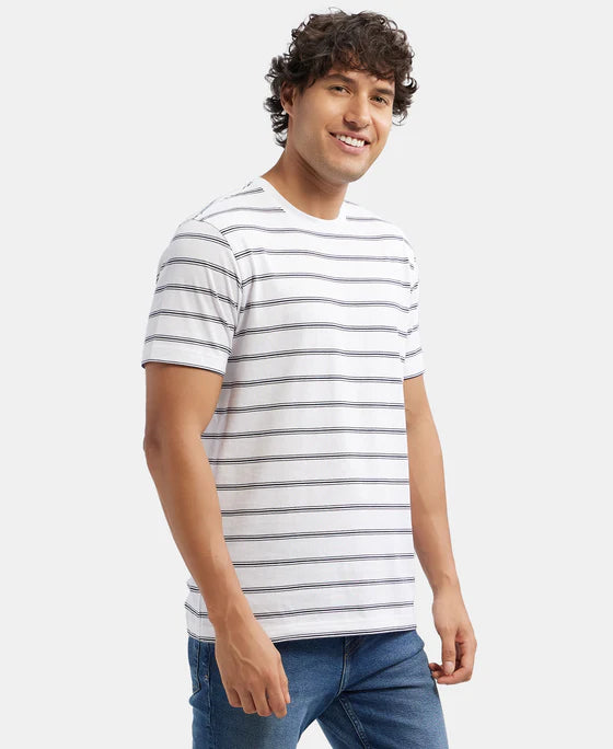 #2715 Jockey Men's Super Combed Cotton Rich Striped Round Neck Half Sleeve T-Shirt
