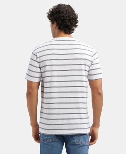 #2715 Jockey Men's Super Combed Cotton Rich Striped Round Neck Half Sleeve T-Shirt