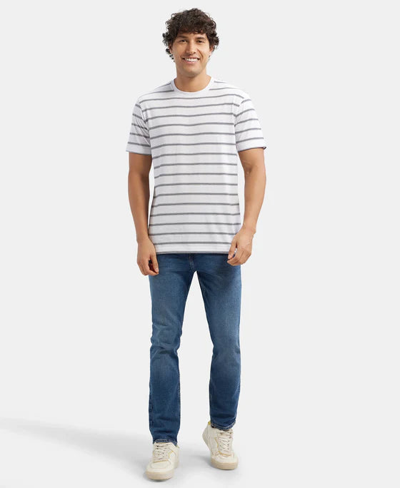 #2715 Jockey Men's Super Combed Cotton Rich Striped Round Neck Half Sleeve T-Shirt
