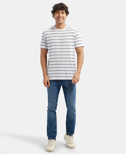 #2715 Jockey Men's Super Combed Cotton Rich Striped Round Neck Half Sleeve T-Shirt
