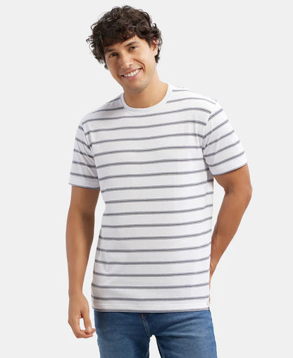 #2715 Jockey Men's Super Combed Cotton Rich Striped Round Neck Half Sleeve T-Shirt