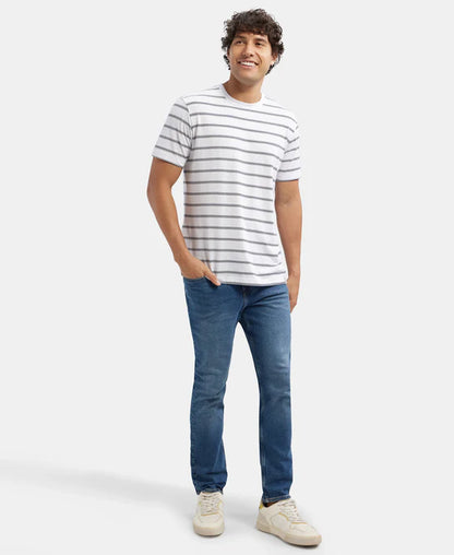 #2715 Jockey Men's Super Combed Cotton Rich Striped Round Neck Half Sleeve T-Shirt