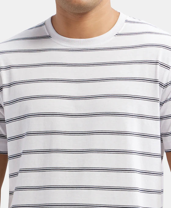#2715 Jockey Men's Super Combed Cotton Rich Striped Round Neck Half Sleeve T-Shirt