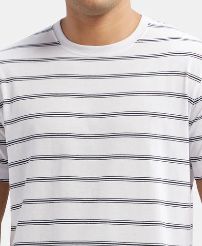 #2715 Jockey Men's Super Combed Cotton Rich Striped Round Neck Half Sleeve T-Shirt