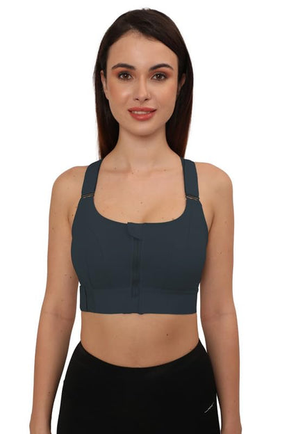 #SK04 High Impact Front-Zip Sports Bra – Adjustable & Supportive