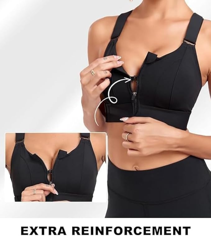 #SK04 High Impact Front-Zip Sports Bra – Adjustable & Supportive