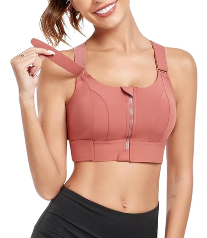 #SK04 High Impact Front-Zip Sports Bra – Adjustable & Supportive