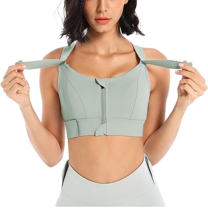 #SK04 High Impact Front-Zip Sports Bra – Adjustable & Supportive